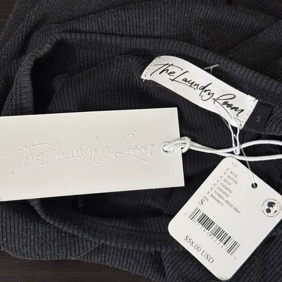 The Laundry Room Black Crop Top with White Gemini Symbol - Picture 3 of 9